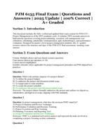 PJM 6135 Final Exam  2025 Update  Questions and Answers  100% Correct and A+ Graded