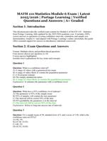 MATH 110 Statistics Module 6 Exam  Portage Learning  Latest 2025/2026 Edition  Verified Questions and Answers