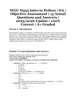 WGU D335 Intro to Python – Objective Assessment (OA) – 15 Actual Questions and Answers – 2025/2026 Update – 100% Correct