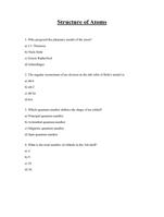 CSIR NET, GATE, ICMR and MCAT based 51 MCQ questions on structure of atoms