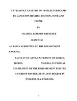 A stylistics Analysis of 10 selected poems by Langston Hughes Diction tone and theme