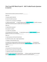 West Coast EMT Block Exam #1  2025 Verified Practice Questions & Answers