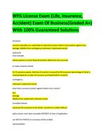 WFG License Exam (Life, Insurance,  Accident) Exam Of Business(Graded A+)  With 100% Guaranteed Solutions