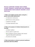 NR-452 CAPSTONE COURSE YEAR THREE LATEST VERSION 3 QUESTIONS AND ANSWERS GUARANTEED PASS ALREADY GRADED A PLUS 2025-2026