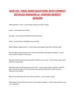 NUR 155- FINAL EXAM QUESTIONS WITH CORRECT DETAILED ANSWERS A+ VERIFIED NEWEST VERSION