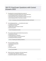 SSI ITC Final Exam Questions with Correct Answers 2025