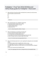 Firefighter 1 Final Test 2024/2025(Scored 100%)/Study guide for Firefighter 1 final exam