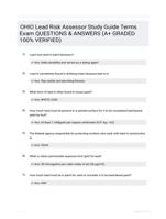 OHIO Lead Risk Assessor Study Guide Terms Exam QUESTIONS & ANSWERS (A+ GRADED 100% VERIFIED)