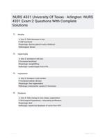 NURS 4331 University Of Texas - Arlington -NURS 4331 Exam 2 Questions With Complete Solutions