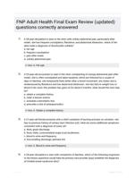 FNP Adult Health Final Exam Review (updated) questions correctly answered