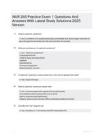 NUR 265 Practice Exam 1 Questions And Answers With Latest Study Solutions 2025 Version