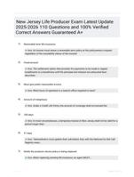 New Jersey Life Producer Exam Latest Update 2025-2026 110 Questions and 100% Verified Correct Answers Guaranteed A+