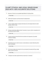 CA MFT ETHICAL AND LEGAL ISSUES EXAM 2025 WITH 100% ACCURATE SOLUTIONS