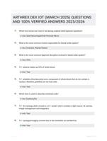 ARTHREX DEX IOT (MARCH 2025) QUESTIONS AND 100% VERIFIED ANSWERS 2025/2026