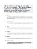 TEXES PPR EXAM, EC-12 (160) BANK 2025 |  ACCURATE CURRENTLY TESTINS REAL EXAM  QUESTIONS WITH DETAILED VERIFIED  ANSWERS | ALREADY GRDAED A+ | EXPERT  GUARANTEED PASS | LATEST VERSION