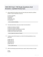 CSE 205 Final | 150 Study Questions And Answers | Updated Study Quiz