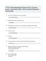 FTCE Prekindergarten/Primary PK-3 Science Exam | Questions With 100% Verified Solutions 2025/2026