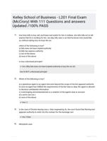 Kelley School of Business - L201 Final Exam (McCrory)  With 111 Questions and answers Updated /100% PASS