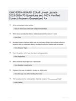 OHIO EFDA BOARD EXAM Latest Update 2025-2026 70 Questions and 100% Verified Correct Answers Guaranteed A+