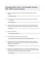 Sociology 2001 Exam 2 LSU Danielle Thomas With 100% Correct Answers