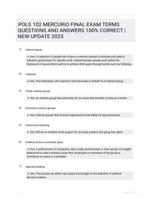 POLS 102 MERCURIO FINAL EXAM TERMS QUESTIONS AND ANSWERS 100% CORRECT | NEW UPDATE 2025