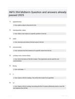 INFS 394 Midterm Question and answers already passed 2025