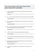 Intro to Sociology Final Exam Study Guide QUESTIONS WITH ANSWERS