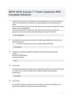 BEHV 5634 Quizzes 1-7 Exam Questions With Complete Solutions