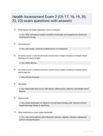 Health Assessment Exam 2 (Ch 17, 18, 19, 20, 22, 23) exam questions with answers