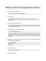 Biology 1134 (Exam 2) questions with answers