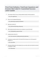 Pivot Point Esthetics- Final Exam Questions and Answers Best rated A+ Guaranteed Success Latest Update