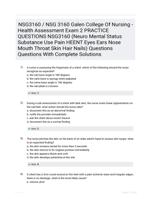 NSG3160 / NSG 3160 Galen College Of Nursing -Health Assessment Exam 2 PRACTICE QUESTIONS NSG3160 (Neuro Mental Status Substance Use Pain HEENT Eyes Ears Nose Mouth Throat Skin Hair Nails) Questions Questions With Complete Solutions