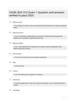 CSUN: BUS 312 Exam 1 Question and answers verified to pass 2025