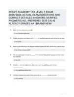 INTUIT ACADEMY TAX LEVEL 1 EXAM 2025/2026  ACTUAL EXAM QUESTIONS AND CORRECT  DETAILED ANSWERS (VERIFIED ANSWERS) ALL  ANSWERED {335 Q & A} ALREADY GRADED A+ |  BRAND NEW!