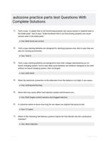 autozone practice parts test Questions With Complete Solutions