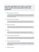 OSU-OKC ANATOMY 2214 UNIT 3 LECTURE STUDY GUIDE 2025/2026 QUESTIONS AND ANSWERS