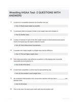 Wrestling IHSAA Test -2 QUESTIONS WITH ANSWERS