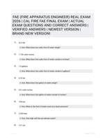 FAE (FIRE APPARATUS ENGINEER) REAL EXAM 2026 | CAL FIRE FAE FINAL EXAM | ACTUAL EXAM QUESTIONS AND CORRECT ANSWERS | VERIFIED ANSWERS | NEWEST VERSION | BRAND NEW VERSION!