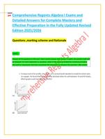 Comprehensive Regents Algebra I Exams and  Detailed Answers for Complete Mastery and  Effective Preparation i