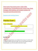 Police Exams Prep practice exam 1 20252026:  Comprehensive Training Manual with Practice Tests, Study  Strategies,
