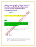 Updated Regents Algebra I Practice Exams and  Expert Answers Book for Clear Explanations,  Accurate