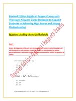 Revised Edition Algebra I Regents Exams and  Thorough Answers Guide Designed to Support  Students in Achieving High