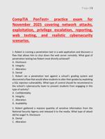 CompTIA PenTest+ practice exam for  November 2025 covering network attacks,  exploitation, privilege escalation,