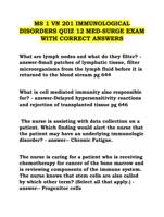 MS 1 VN 201 IMMUNOLOGICAL  DISORDERS QUIZ 12 MED-SURGE EXAM  WITH CORRECT ANSWERS