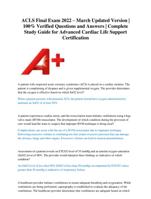 ACLS Final Exam 2022  March Updated Version | 100% Verified Questions and Answers | Complete Study Guide for Advanced
