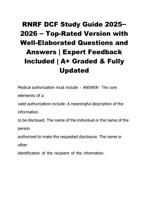 RNRF DCF Study Guide 2025 2026  Top-Rated Version with Well-Elaborated Questions and Answers | Expert Feedback In