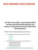 ATI TEAS 7 Exam 2025 | Latest Updated DOCX Test Bank with 300 Verified Questions and Answers | Comprehensive