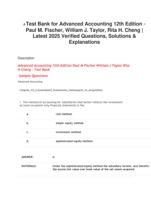 #Test Bank for Advanced Accounting 12th Edition  Paul M. Fischer, William J. Taylor, Rita H. Cheng | Latest 2025 Verif