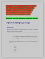 2025 A+ GRADED ATI TEAS  ENGLISH AND LANGUAGE USAGE DIAGNOSTIC GUIDE FEATURING VERIFIED ANSWERS FOR LITERACY SKILLS AND