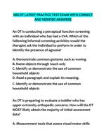 NBCOT LATEST PRACTICE TEST EXAM WITH CORRECT  AND VERIFIED ANSWERS